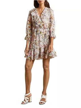 ted baker dixxy lace dress TED BAKER Dixxy floral lace bow collar pleated A-line skirt fit&flare dress 3 12